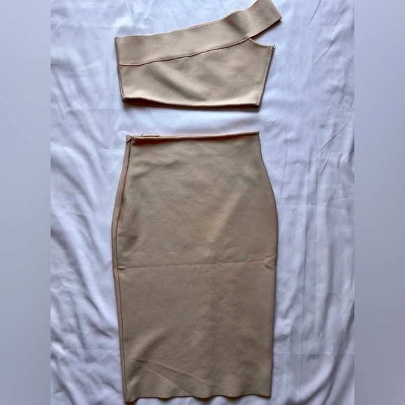 Boutique Blush Pink Ribbed Pearl Co Ord Set Large - Picture 2 of 15